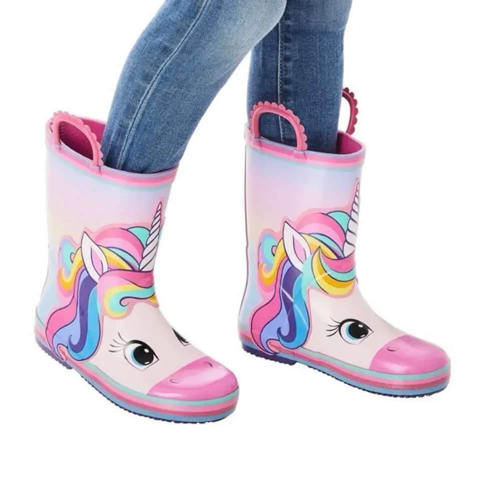 Members Mark Unicorn Rain Boots Waterproof Rubber Boots Toddler Girls Sz 13/1